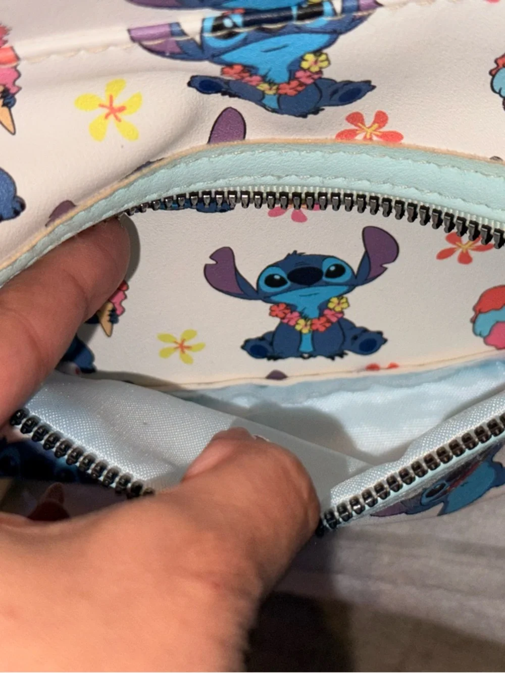 Disney Stitch Mini Backpack Hawaiian Ice Cream Print Blue Small Bag Cute